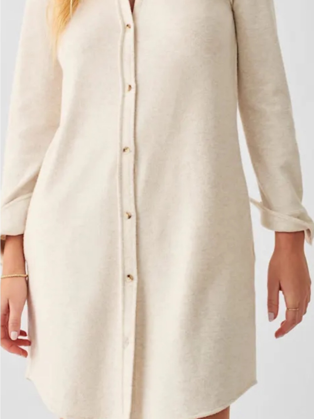 Faherty Women’s Off White Legend Sweater Dress Long-Sleeve Button-Up - Picture 4 of 8